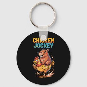 Chicken Jockey Capybara Lovers Pixel Art Gamer Fun Key Ring