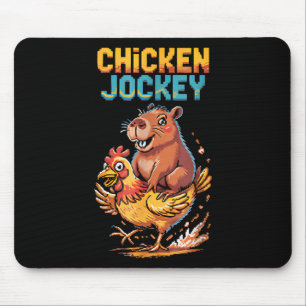 Chicken Jockey Capybara Lovers Pixel Art Gamer Fun Mouse Mat