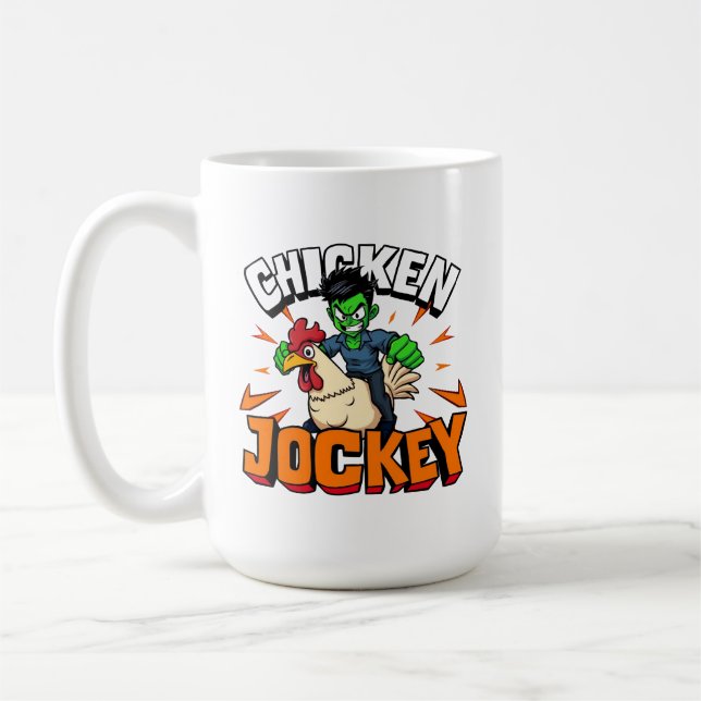 Chicken Jockey Coffee Mug (Left)