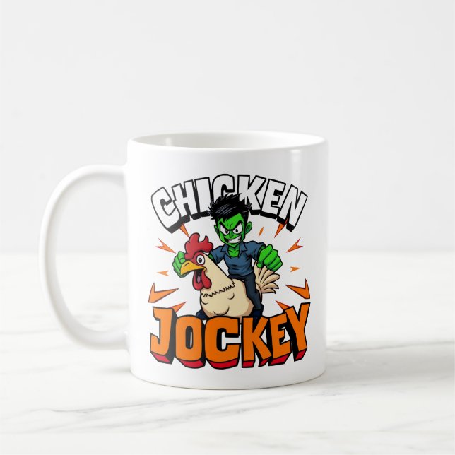 Chicken Jockey Coffee Mug (Left)