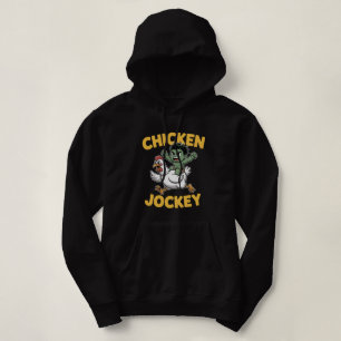 Chicken Jockey Funny Green Monster Riding Chicken Hoodie