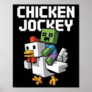 Chicken Jockey Pixel Funny  Poster