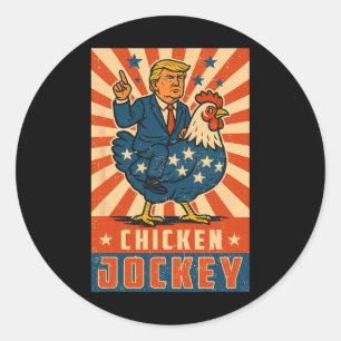 Chicken Jockey Trump Funny Meme 10  Classic Round Sticker