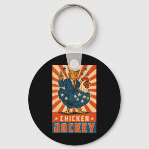 Chicken Jockey Trump Funny Meme 10 Key Ring
