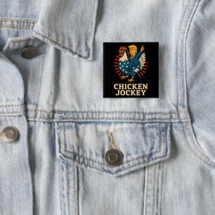 Chicken Jockey Trump Funny Meme 15 Cm Square Badge