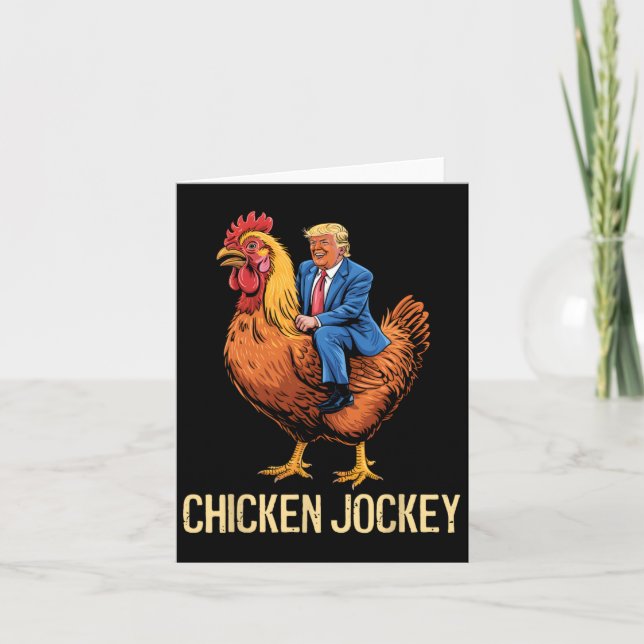 Chicken Jockey Trump Funny Meme 5  Card (Front)