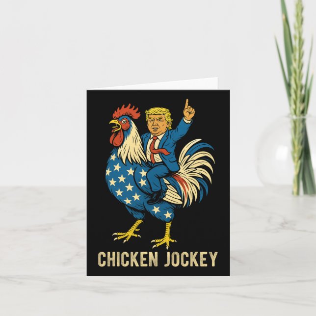 Chicken Jockey Trump Funny Meme 7  Card (Front)