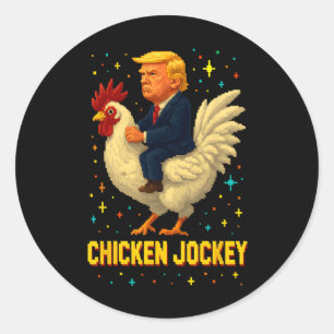 Chicken Jockey Trump Funny Meme 8 Classic Round Sticker