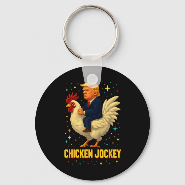 Chicken Jockey Trump Funny Meme 8  Key Ring (Front)