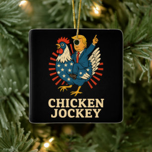 Chicken Jockey Trump Funny Meme Ceramic Ornament