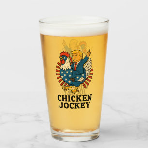 Chicken Jockey Trump Funny Meme Glass