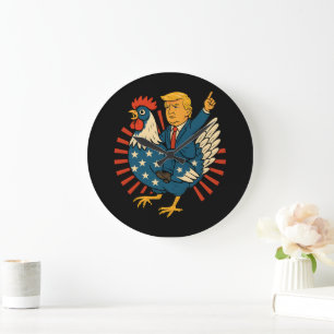 Chicken Jockey Trump Funny Meme Large Clock