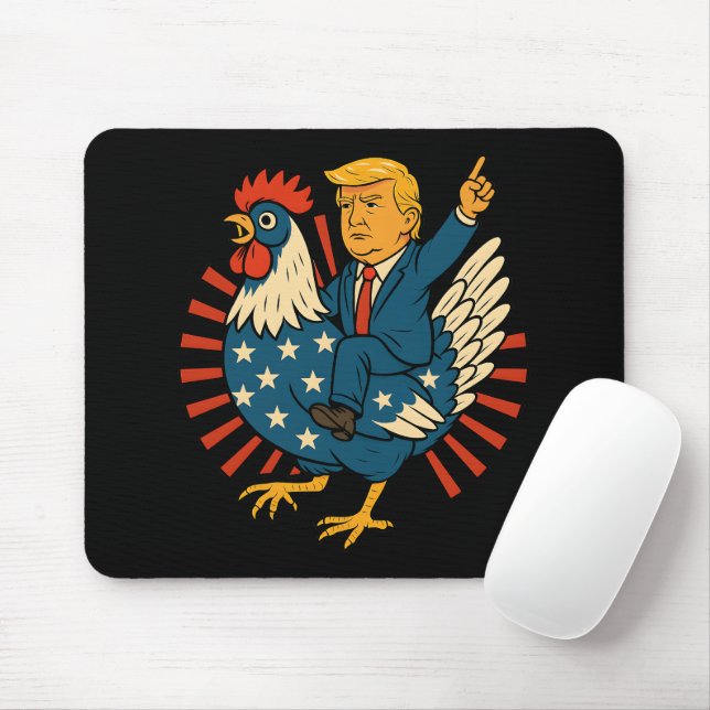 Chicken Jockey Trump Funny Meme Mouse Mat (With Mouse)