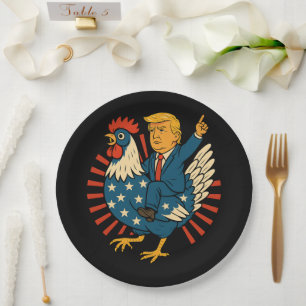 Chicken Jockey Trump Funny Meme Paper Plate