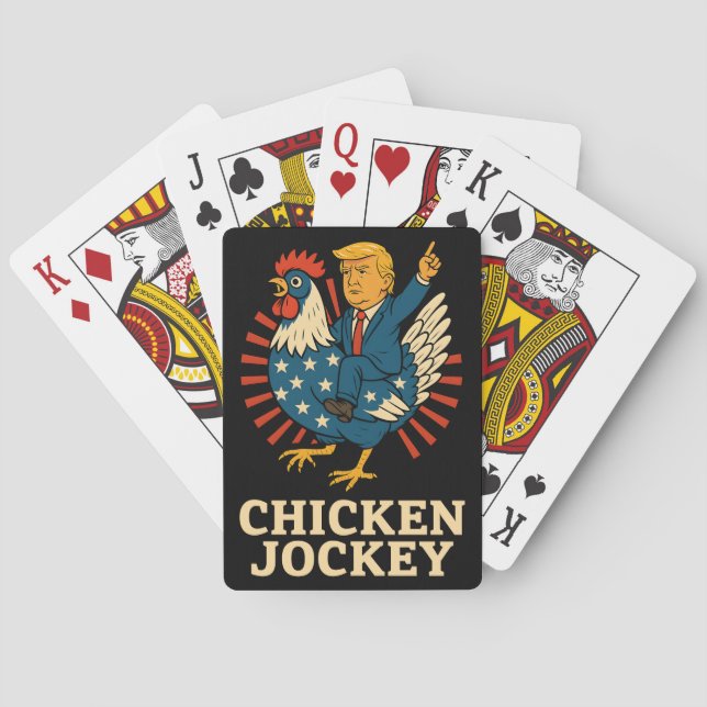 Chicken Jockey Trump Funny Meme Playing Cards (Back)