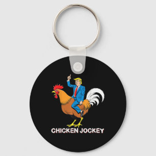 Chicken Jockey Trump Funny Meme Surreal Humour Tee Key Ring