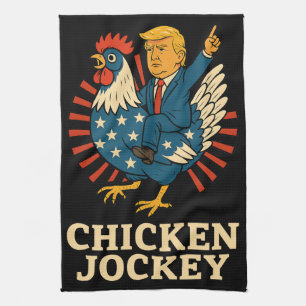 Chicken Jockey Trump Funny Meme Tea Towel
