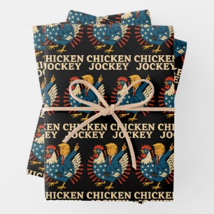 Chicken Jockey Trump Funny Meme Wrapping Paper Sheet