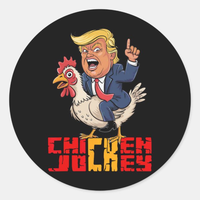 Chicken Jockey Trump Funny Political Meme  Classic Round Sticker (Front)