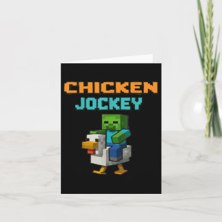 Chicken Jockey Zombie Pixel Art Zombie Gamer Funny Card