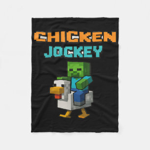 Chicken Jockey Zombie Pixel Art Zombie Gamer Funny Fleece Blanket