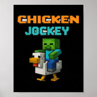 Chicken Jockey Zombie Pixel Art Zombie Gamer Funny