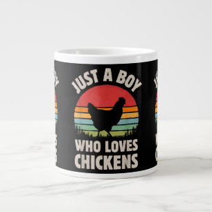 Chicken Just A Boy Who Loves Retro Farm Animal Far Large Coffee Mug