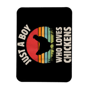 Chicken Just A Boy Who Loves Retro Farm Animal Far Magnet