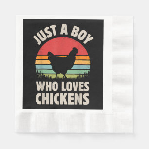 Chicken Just A Boy Who Loves Retro Farm Animal Far Napkin