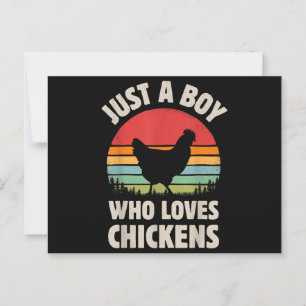 Chicken Just A Boy Who Loves Retro Farm Animal Far Postcard