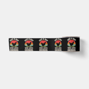 Chicken Just A Boy Who Loves Retro Farm Animal Far Satin Ribbon
