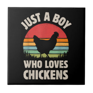 Chicken Just A Boy Who Loves Retro Farm Animal Far Tile
