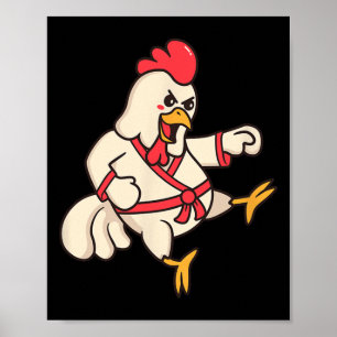 Chicken Karate Kick Funny Chicken Farmer Farming  Poster