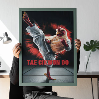 Chicken Kicking Punching Bag Poster