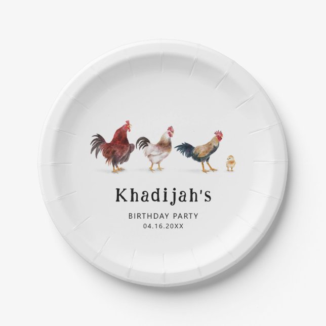 Chicken Kids Birthday Party  Paper Plate (Front)