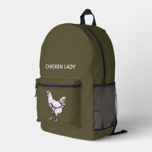 Chicken lady with white chicken Print Cut Sew Bag