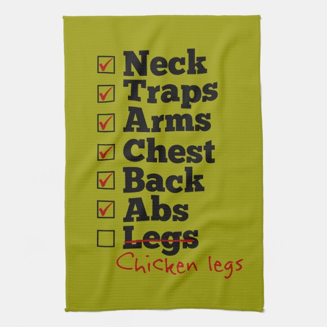 Chicken legs body building tea towel (Vertical)