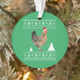 Chicken Lights with Santa Hat Christmas Pajamas Ornament