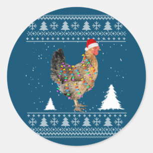 Chicken Lights with Santa Hat Christmas Pyjamas Classic Round Sticker