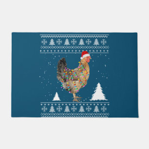Chicken Lights with Santa Hat Christmas Pyjamas Doormat