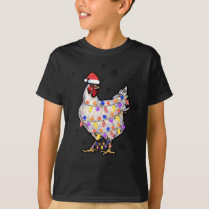 Chicken Lights with Santa Hat Christmas Pyjamas Fu T-Shirt