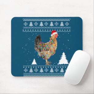 Chicken Lights with Santa Hat Christmas Pyjamas Mouse Mat