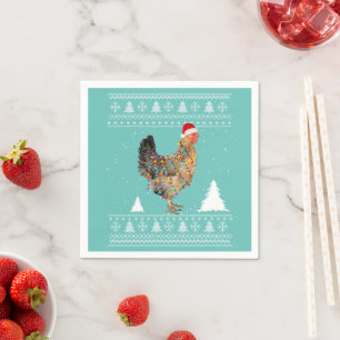 Chicken Lights with Santa Hat Christmas Pyjamas Napkin