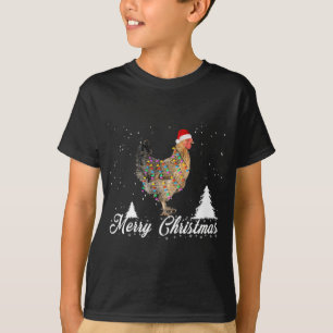 Chicken Lights with Santa Hat Christmas Pyjamas T-Shirt