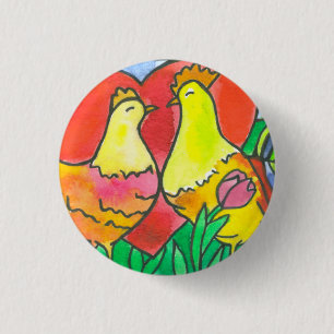 Chicken Love Birds 3 Cm Round Badge