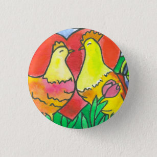 Chicken Love Birds 3 Cm Round Badge