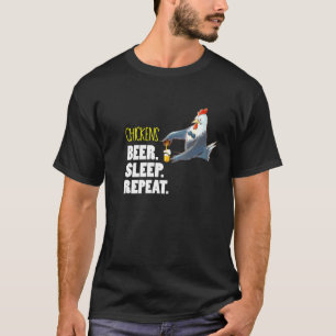 Chicken Lover Beer Sleep Repeat Chicken Mum Dad T-Shirt