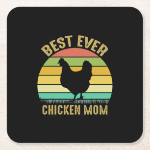 Chicken Lover   Best Ever Chicken Mum Square Paper Coaster