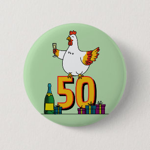 Chicken Lover Birthday 50th Hen Pet Poultry 6 Cm Round Badge