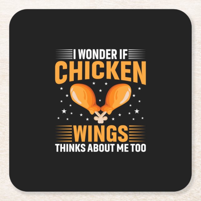 Chicken Lover | Chicken Wing Square Paper Coaster (Front)